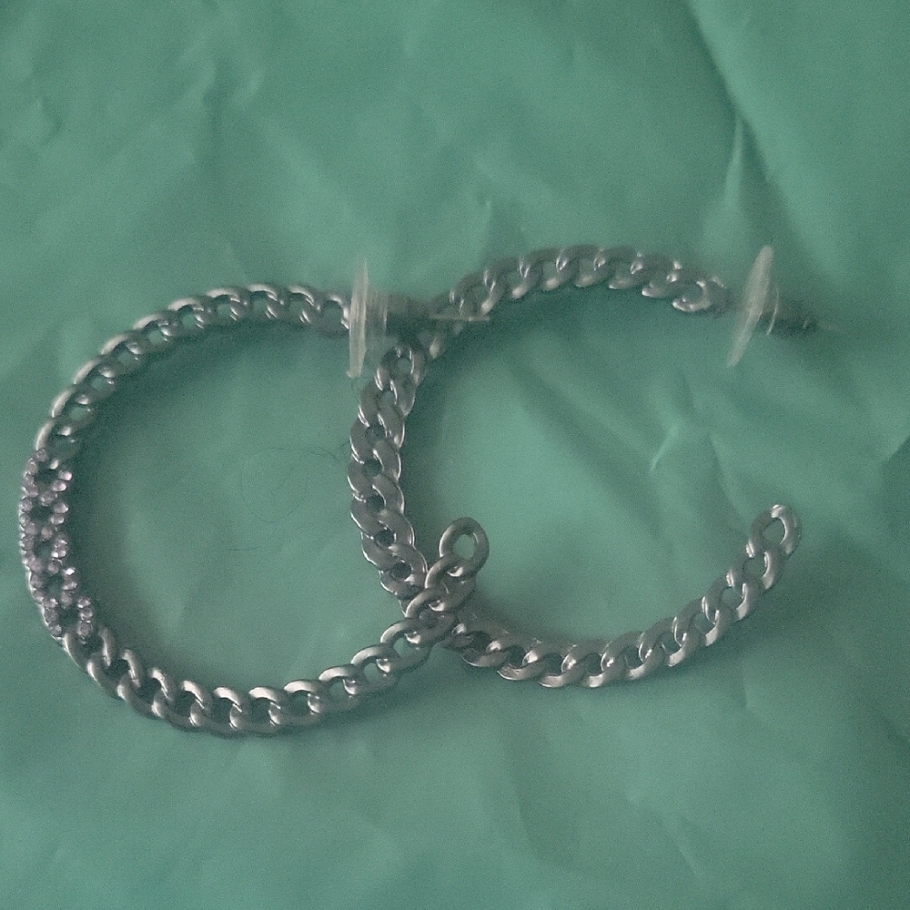 Silver Chain Hoop Earrings